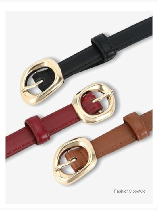Faux Leather Skinny Belt with Trendy Buckle for Jeans Dresses main image 5